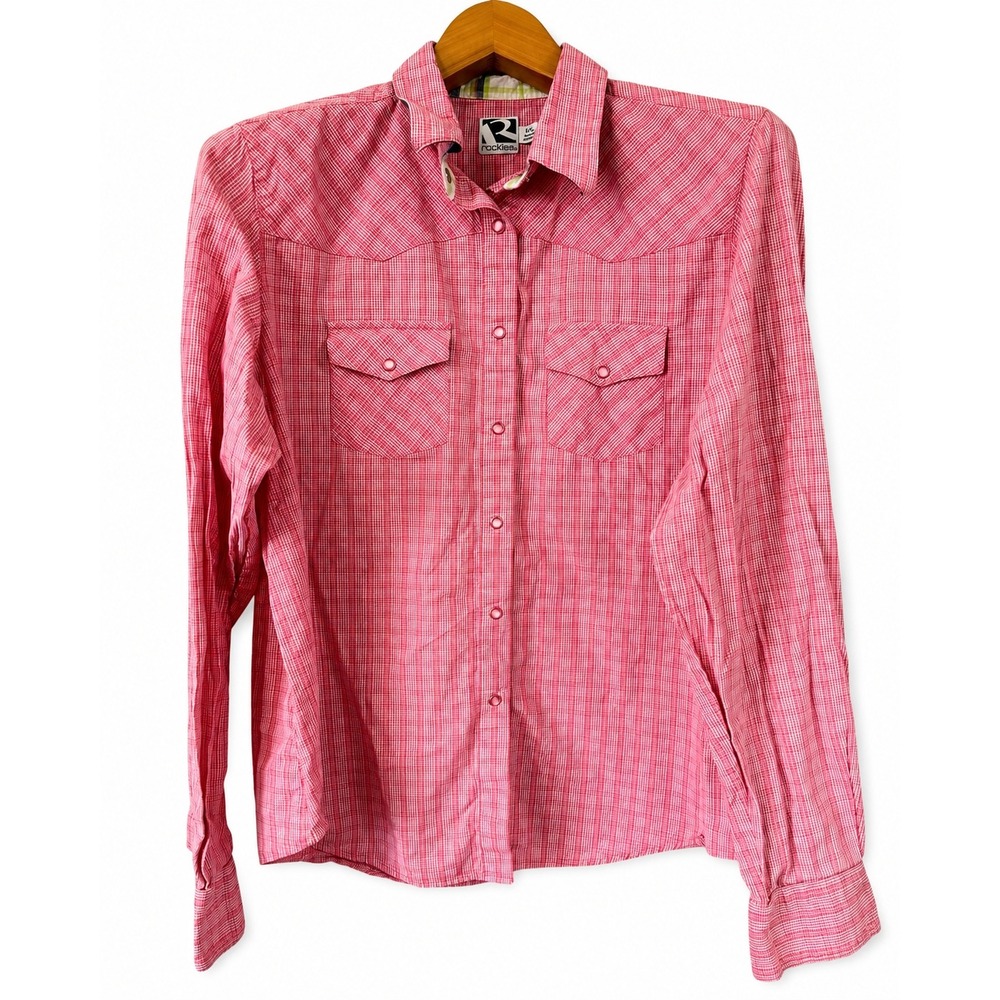 Rockies Western Shirt Women XXL Pink Good Gingham Snap Front Plaid RT31341031 - Picture 2 of 14